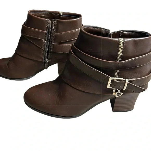 Thalia Sodi ankle booties woman 9M .Brown square heel ,round toe, EC - Picture 3 of 16